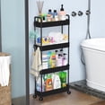thumbnail image 6 of Slim Rolling Storage Cart with Wheels 4 Tier Narrow Shelf Unit for Bathroom Kitchen Office, 6 of 7