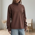 thumbnail image 2 of Women's Half Zip Pullover Sweatshirt Stand Collar Casual Crewneck Long Sleeve Athletic Top For Fall Winter Fashion Outerwear,Size:3XL, 2 of 3