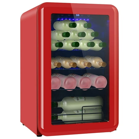 

Wine Cooler Countertop Freestanding Wine Cellars Compressor System Champagne Chiller Digital Temperature Control UV-Protective Finish Max Load 24 Standard Bottle
