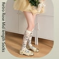thumbnail image 4 of ThinSocks Nylons Calf Socks Florals Sheer Knee High Socks for WomenAnkle Socks Gifts, 4 of 20
