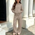 thumbnail image 4 of Jalioing Big Boys Girls Tracksuit 2 Piece Zipper Hoodies Wide Leg Sweatpants Set Winter Casual Workout Outfits, 4 of 9