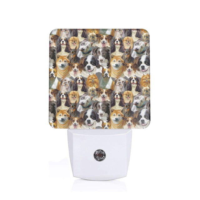 Balery Cute Dog Luz Nocturna LED con Sensor Automático, Enchufe con Sensor Crepuscular, Luz Suave de 0.5W para Dormitorio, Pasillo, Baño-EU