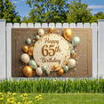thumbnail image 4 of Golden Theme 65th Birthday Banner Festive Decoration Balloon Design Party Backdrop for Senior Celebration Event Indoor Setup, 4 of 7