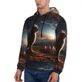 thumbnail image 3 of Honeii Pyramid Desert Cat Pattern Mens Hoodies Men's Loose Sleeve Sweatshirt,Pullover Hooded Sweatshirt for Men,Essentials Hoodie-Medium, 3 of 7
