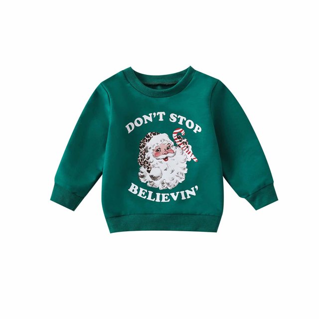 Sudadera Para Niños Pequeños, Bebés, Niñas, Niños, Estampado Navideño, Manga Larga, Suéter Superior, Suéter Verde Odeerbi LM103-6550