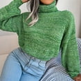 thumbnail image 5 of Clearance asdoklhq Sweaters for Women Clearance $5.00,Women's Fashion Casual Lantern Long Sleeve Turtleneck Knitted Sweater Turtleneck Sweater, 5 of 6