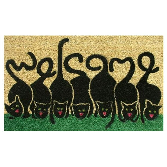 24 x 36 in. Cats Welcome Rectangular Doormat, Natural & Black