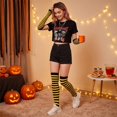 thumbnail image 5 of Dweltoz Women's Striped Over Knee High Socks Rainbow Thigh High Socks with Arm Warmer Fingerless Gloves Goth Y2K Style Set, 5 of 6