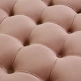 thumbnail image 6 of Inspired Home Tracy Velvet Cocktail Ottoman Allover Tufted Round Castered Legs Contemporary, Blush, 6 of 7