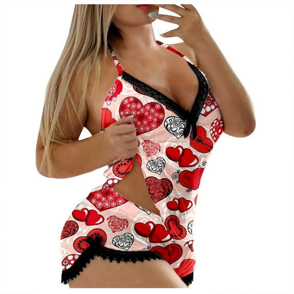 Valentine's Day Women's Sleepwear Sexy Printed Camisole Top Shorts Set Casual Fashion Two Piece Outfit
