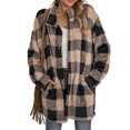 thumbnail image 1 of Women's Mid-length Plaid Button Down Shacket Jacket Long Sleeve Casual Coat with Pockets, 1 of 6