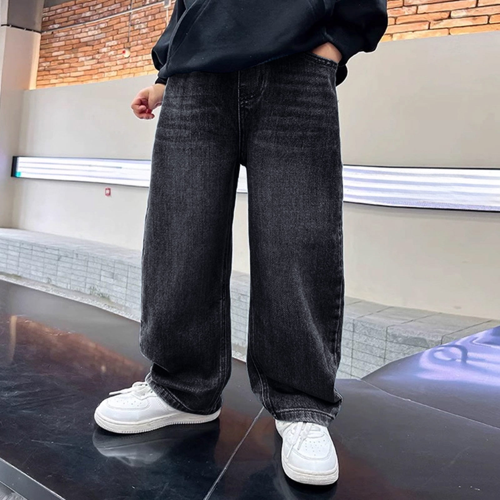 Jeans For Teens Boys 14-16 Baggy Jeans Boys Y2K Straight Wide Leg