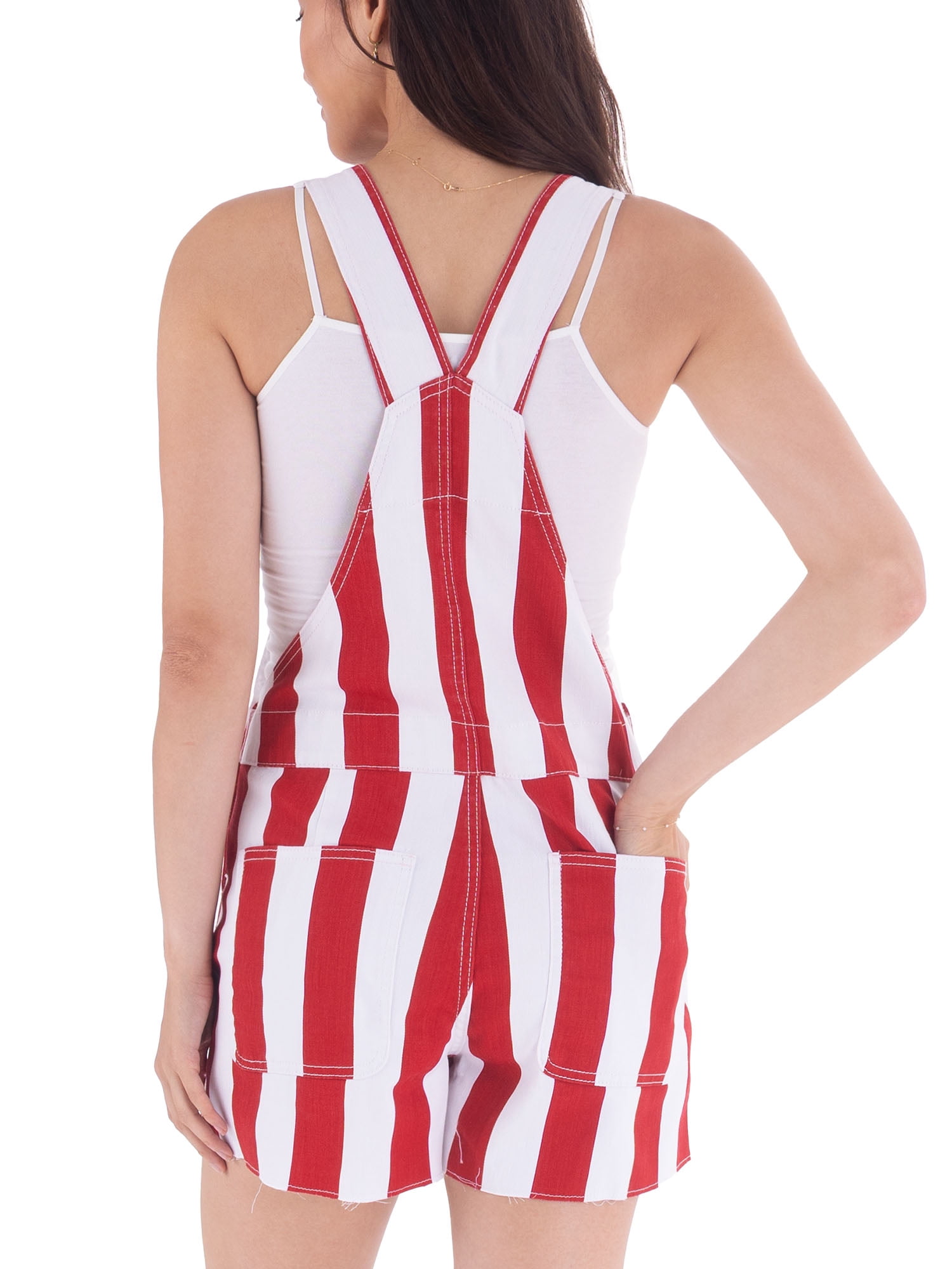 No Boundaries Game Day Raw Hem Shortalls, 3" Inseam, Women's Sizes XXS-XXL