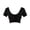 Black, variant on T Shirts for Women Scoop Neck Short Sleeve Solid Print Midriff-Baring Slim Fit Ruched Crossover Crop Tops for Casual Womens Graphic Tees Yellow M