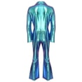 thumbnail image 5 of YiZYiF Men Metallic Shiny Disco Jumpsuit Flare Pants Bell Bottoms Hippie Romper Stage Singer Costume Blue XXL, 5 of 7