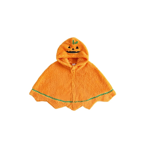 Cjfdfy Toddler Baby Boy Girl Halloween Costume Outfits Pumpkin Cloak Zipper Soft Plush Hooded Cape Poncho Kids Warm Outfits Funny Halloween Party Fall Winter Outfit
