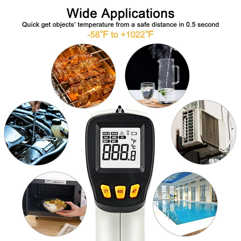 Laser Infrared Thermometer Non-Contact Digital Temperature Gun，-50°C to  400°C(-58°F to 752°F) IR Thermometer for Industrial,Kitchen Cooking,Ovens