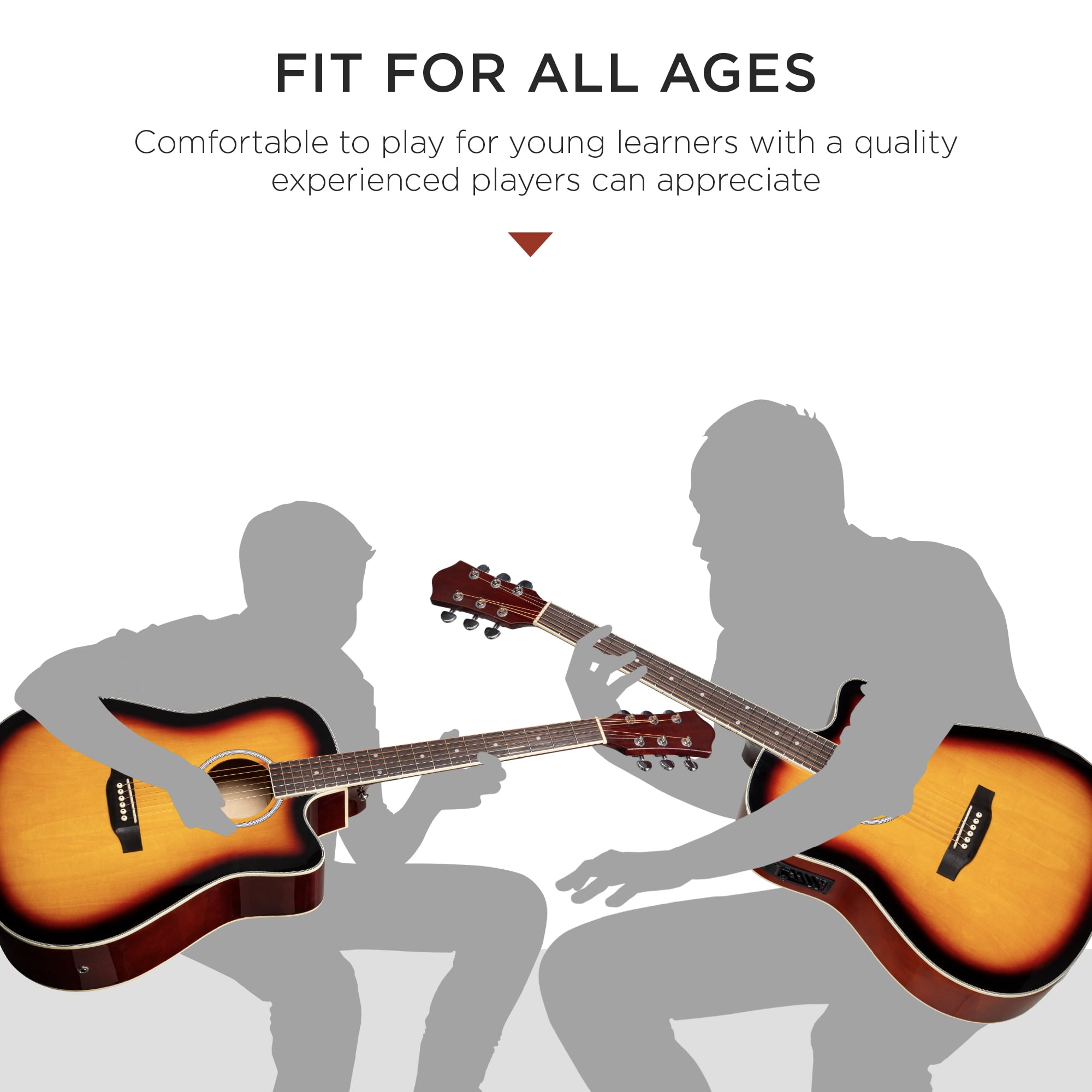Best Choice Products Beginner Acoustic Electric Guitar Starter Set 41in w/ All Wood Cutaway Design, Case -  Sunburst