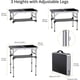 thumbnail image 2 of Mesa plegable de camping con red de almacenamiento, alturas ajustables, plegable portátil y ligera con asa de transporte, para camping, pesca, picnic, playa al aire, 2 of 4