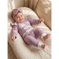 thumbnail image 5 of RUINIXCW Daddy's Girl Outfit Newborn Baby Girl Hospital Coming Home Outfit Infant Baby Girls Spring Fall Winter Clothes Ribbed Long Sleeve Romper and Pants Headband Set, 5 of 9