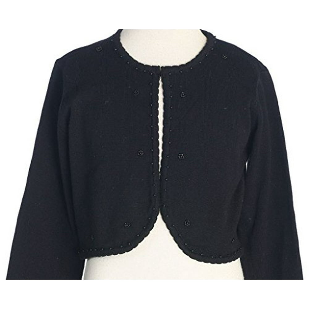 Dreamer P Little Girls Beaded Knit Cotton Bolero Shrug Sweater Black