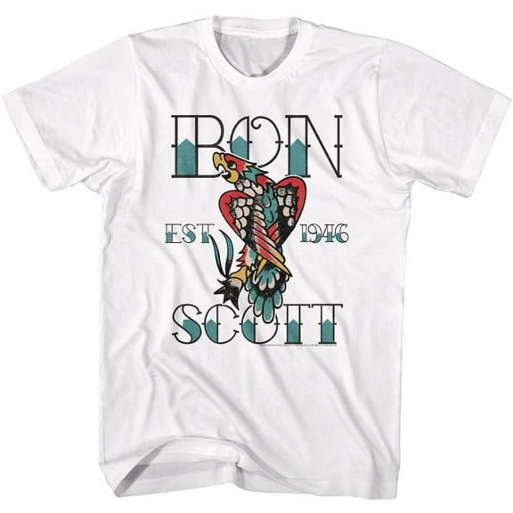 Bon Scott AC/DC Tattoo White Adult T-Shirt