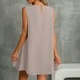 thumbnail image 4 of ZQUUVOU Women's Dress Summer Solid Color Round Neck Sleeveless A Line Mini Dress Khaki,S, 4 of 7