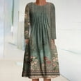 thumbnail image 1 of Fankiway Clair à Manches Longues Robes Femmes Casual Col Rond Manches Longues Pliage Imprimé Floral Robes Femmes Grande Taille de Dégagement, 1 of 5