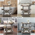 thumbnail image 3 of 3-Tier Bar Cart, Mobile Storage Cart, Wine Trolley with Wine Rack and Glass Holder, Kitchen Island Cart for Commercial or Home, Brown, 3 of 6