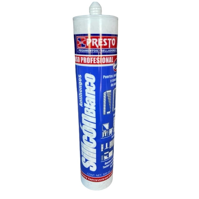 Sellador Silicon PRESTO 100% Uso Profesional 300ml BLANCO SILICON BLANCO