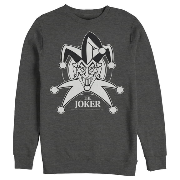 Men's Batman Joker Emblem Sweatshirt Charcoal Heather Large