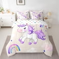 thumbnail image 2 of Feelyou Dreamy Unicorn Kid Bedding Comforter Set 7pcs, Watercolor Rainbow Print King Bedding Sets, Cloud Stars Galaxy Reversible Bed Sheets, Ultra Soft Bedroom Decor, 2 of 7