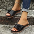thumbnail image 2 of Zefriona Women's Summer Wedge Sandals Slip On Floral Perforated Open Toe Casual Beach Shoes Black Size 8, 2 of 10