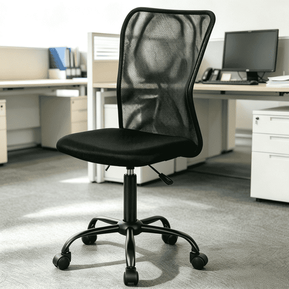 XF XINFENG Office Computer Chair Armless Mash Desk Chairs Mid Back Ergonomic Task Rolling Swivel Chair with Lumbar Support,Black