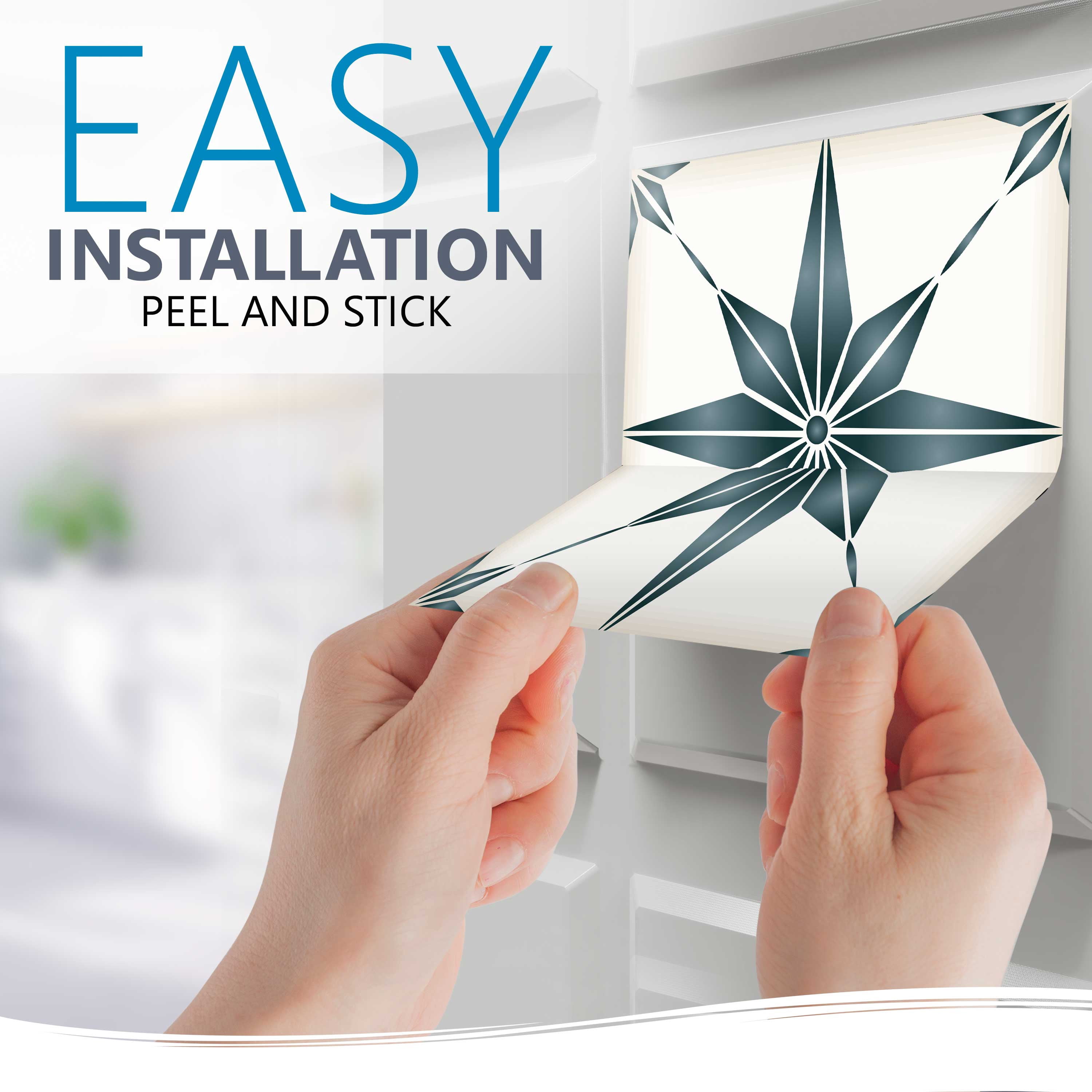 Mi Alma Vinyl Peel and Stick Star Shaped B70 Backsplash Tile Stickers, Gray, 4" x 4" (24-Pack)
