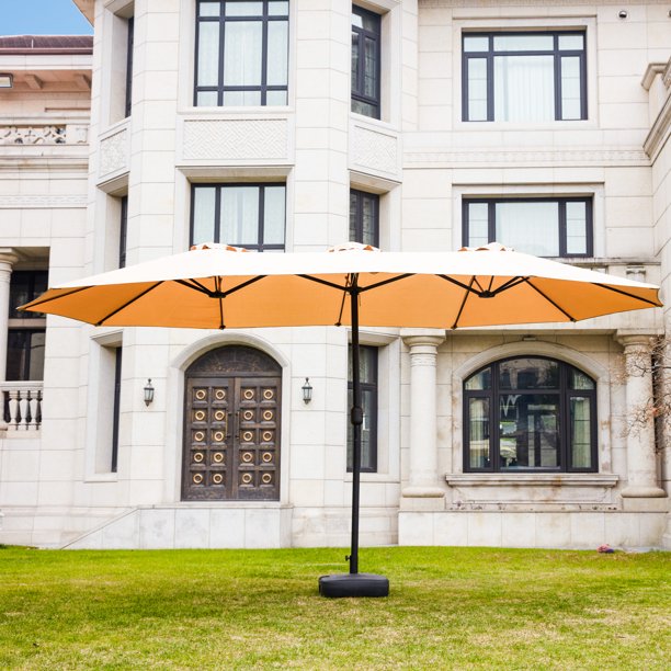 Twin 9 X 15 Ft Feet Outdoor Patio Rectangular Market Umbrella Khaki Walmart Com Walmart Com