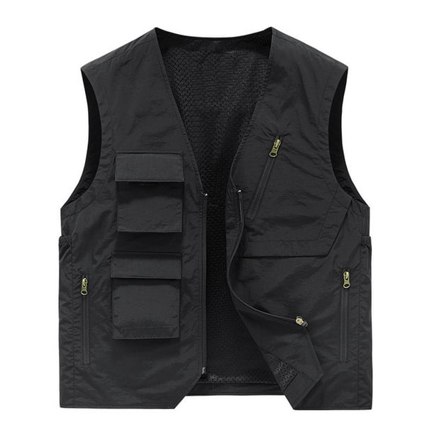 Chaleco de Carga Para Hombres, Ropa de Trabajo, Abrigo Sólido, Cuello Levantado, Sin Mangas, Chaqueta Sin Capucha, Camisetas Sin Mangas Odeerbi ODB175873