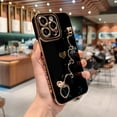 thumbnail image 3 of Compatible with iPhone 14 PRO MAX 5g Case with Love Heart Bracelet Luxury Cute Hearts Cover for Women with Metal Chain Strap Gold Plated with Side Love Pattern Soft Shockproof Bumper (Black), 3 of 11