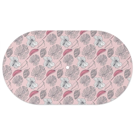 Outdoor Oval Waterproof Pink Tropical Tablecloth with Umbrella Hole and Zipper,Reusable Indoor/Outdoor Durable Table Cover for Patio, Party, Picnic 60 X 102 Inch