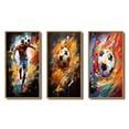 thumbnail image 2 of Designart "modern Soccer Portrait Fusion" Sports Framed Wall Art Set Of 3 - Multi-Color Soccer Frame Canvas Set For Living Room Decor, 2 of 7