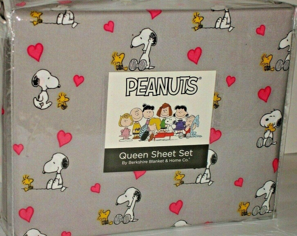 Details about   Peanuts Snoopy & Woodstock QUEEN Sheet Set Love Pink Hearts Friends Gray NEW 