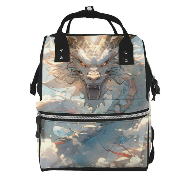 Easygdp Cool Cloud White Dragon para Bolsa de Bebé de Gran Capacidad con Múltiples Bolsillos, Bolsa de Pañales para Padres, Bolsa de Viaje Organizada y Elegante