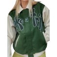 thumbnail image 4 of TheFound Women Loose Zip Up Jackets, Long Sleeve Letter Embroidery Coat, 4 of 9