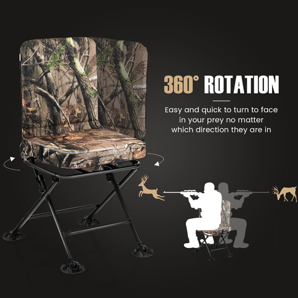 Aimee Lii Swivel Folding Chair with Backrest and Padded Cushion, Portable Chairs for Adults, Comfy Outdoor Chair, Camouflage