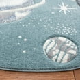 thumbnail image 3 of SAFAVIEH Carousel Kids World of Planets Area Rug, Teal/Ivory, 5'3" x 5'3" Round, 3 of 11