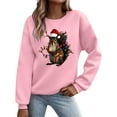 thumbnail image 2 of SYMOID Womens Pink Christmas Squirrel Sweatshirt with Santa Hat & Lights - Long Sleeve Crew Neck, Relaxed Fit, 100% Polyester, Machine Washable (XS-XL),Size XS, 2 of 5