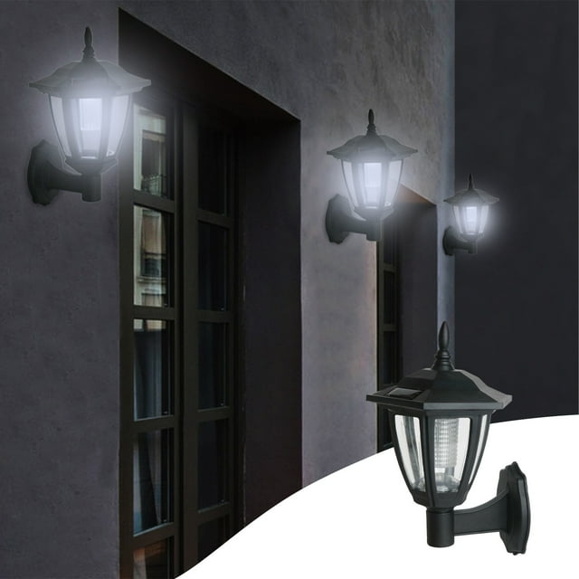 1 paquete de faroles solares de pared para exteriores, luces de pared con energía solar, lámpara de pared vintage para jardín, patio, garaje, puerta de entrada, luz solar de pared.