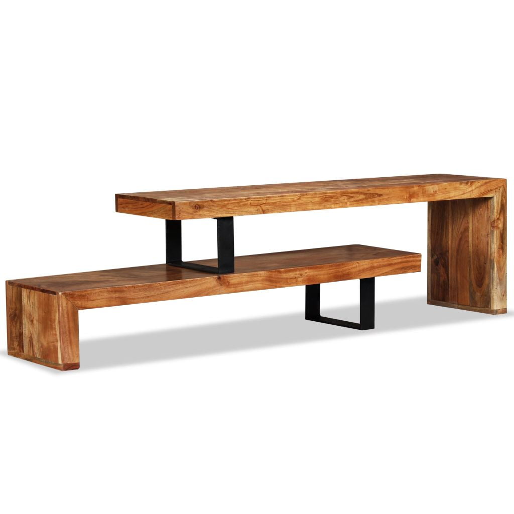 Kepooman Modern Solid Teak Wood Rectangle Media Table for Living Room, Brown Kepooman Modern Solid Teak Wood Rectangle Media Table for Living Room, Brown