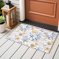 thumbnail image 5 of Summer Blue Washable Small Entryway Area Rugs 2'x3', Yellow Coral Shell Starfish Ocean Marine Life Low Pile Throw Rug Non-Slip Sturdy Edge Binding Carpet for Front Door Floor Room Entry, 5 of 9