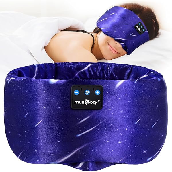 wonima11 Mulberry Silk Bluetooth Sleep Mask with HD Stereo Sound, Wireless Sleep Headband Headphones for Side Sleepers, Adjustable Size, Total Light Blocking, Perfect for Travel Relaxation Sleep